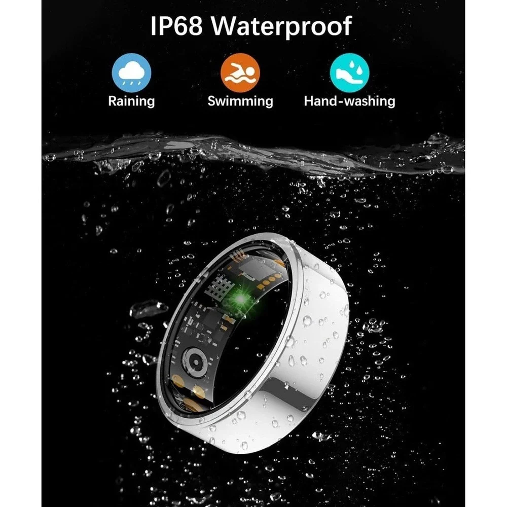 J-RING Smart Ring Women Men Size 8 Fitness Tracker SpO2 Titanium Waterproof NEW